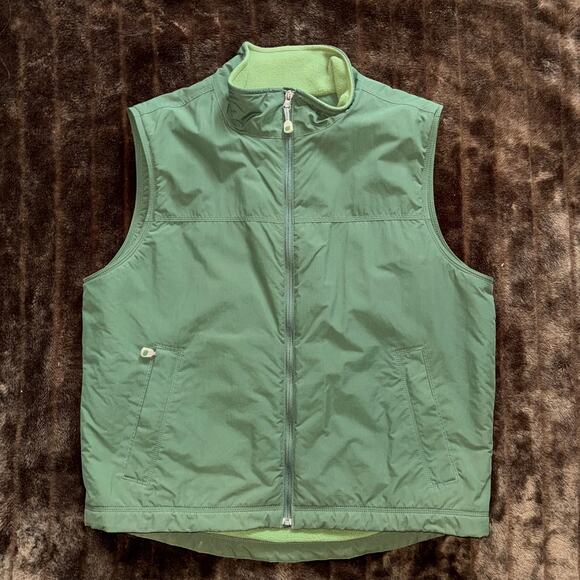 L.L. Bean Men's L Green Nylon/Fleece Zip Front Vest SUPER CLEAN - Picture 1 of 9